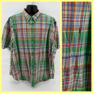 Polo Ralph Lauren Shirt Mens 3XLT Big & Tall Plaid Short Sleeve Button Down Pony